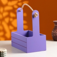 Кашпо деревянное 25.5&times;15&times;30 см "Аром", ручка канат, Фиолетовый