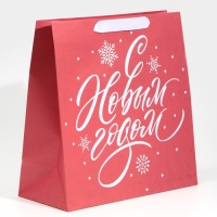 Пакет подарочный новогодний крафтовый квадратный &laquo;Новогодний&raquo;, 30 х 30 х 12 см