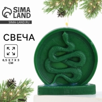 Новогодняя свеча интерьерная &laquo;Новый год: Змея в кругу&raquo;, зелёная, 66 х 69 х 27