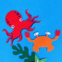 Бизиборд на стену из фетра &laquo;Морские жители&raquo; 25 деталей на липучке, размер поля &mdash; 105 &times; 75 см