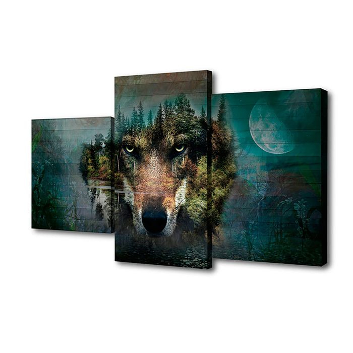 Картина модульная на подрамнике Картина модульная на подрамнике "Взгляд волка" 26х50см; 26х40см; 26х32см 50*80см