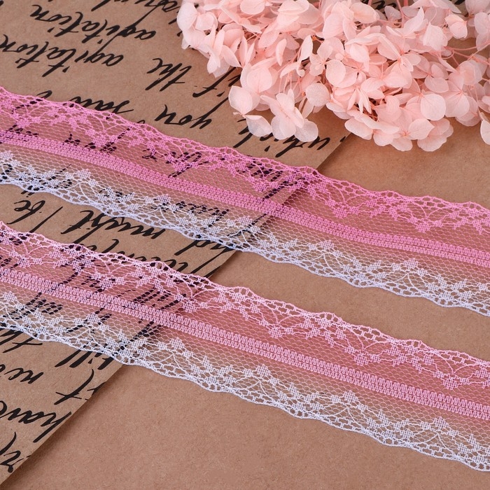 Кружево капроновое «Градиент», 35 мм × 10 ± 1 м, цвет розовый/сиреневый №3 Кружево капроновое «Градиент», 35 мм × 10 ± 1 м, цвет розовый/сиреневый №3