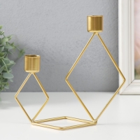 Подсвечник металл на 2 свечи "Геометрия. Ромбы" золото d=2,3 см 7,8х18х19 см Подсвечник металл на 2 свечи "Геометрия. Ромбы" золото d=2,3 см 7,8х18х19 см