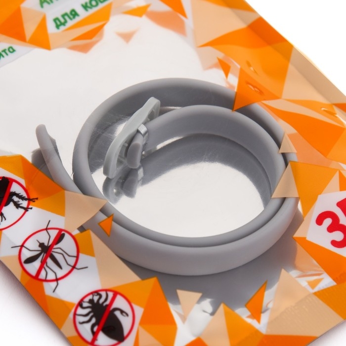 Биоошейник "ПИЖОН" для кошек и маленьких собак, от блох и клещей, серый, 35 см