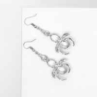 Серьги эмаль &laquo;Пауки&raquo;, цвет чёрно-красный в чернёном серебре