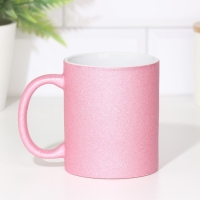 Кружка под сублимацию, керамическая с логотипом, цвет розовый глиттер, 320мл