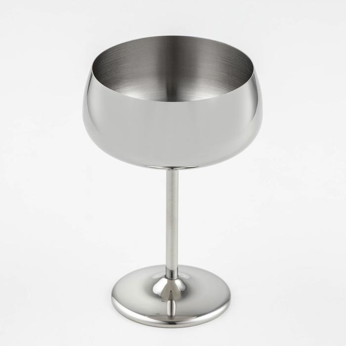 Бокал-коктейльная рюмка из нержавеющей стали, 400 мл, 16&times;11,5 см, цвет серебряный