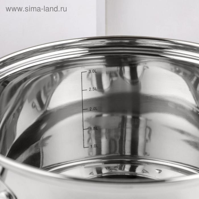 Набор кастрюль &laquo;Элис&raquo;, 3 предмета: 1,8 л, 2,5 л, 3,5 л, стеклянные крышки, индукция