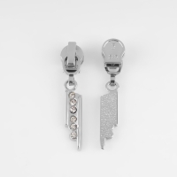 Бегунок автоматический для молнии &laquo;Спираль&raquo;, №5, декоративный &laquo;Стразы&raquo;, 10 шт, цвет никель