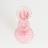 Подсвечник стекло на 1 свечу "Физалис" прозрачный розовый 8х8х21 см