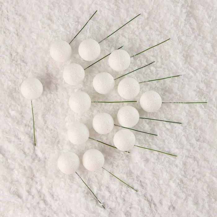 Фигурка для поделок и декора на проволоке &laquo;Шар&raquo;, набор 15 шт., размер 1 шт. &mdash; 3 &times; 9 см, цвет белый
