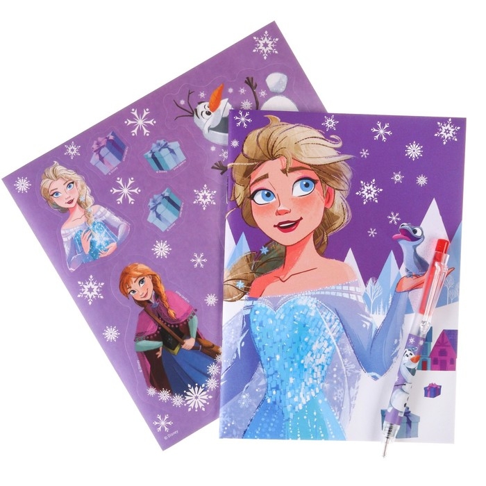 Канцелярский набор "С новым годом", блокнот А6, ручка, наклейки, Холодное сердце