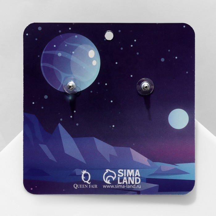 Серьги акрил &laquo;Космос&raquo; ракета и космонавт, цветные в серебре