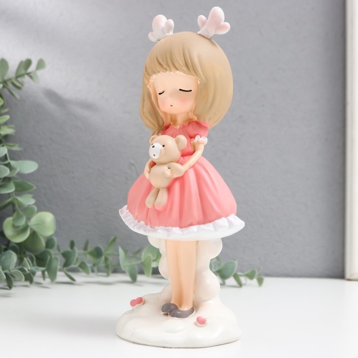 Сувенир полистоун Сувенир полистоун "Девочка с оленьими рожками и мишкой в руках" МИКС 8х9,5х20,5 см