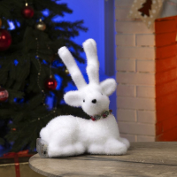 Светодиодная фигура &laquo;Олень&raquo; 20 &times; 25 &times; 12 см, флок, батарейки ААх2 (не в комплекте), свечение тёплое белое