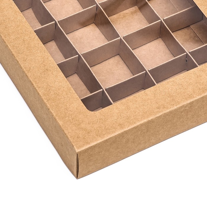Коробка для 20 конфет, крафт, 17,7 х 22 х 3,5 см. Кондитерская упаковка Коробка для 20 конфет, крафт, 17,7 х 22 х 3,5 см. Кондитерская упаковка