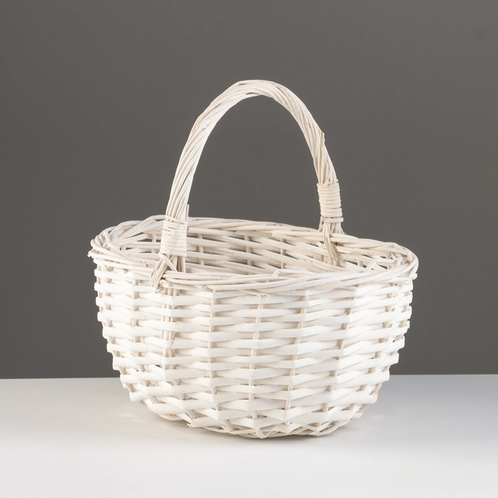 Корзина плетеная, 23х19х12/23 см, белый, ива Корзина плетеная, 23х19х12/23 см, белый, ива