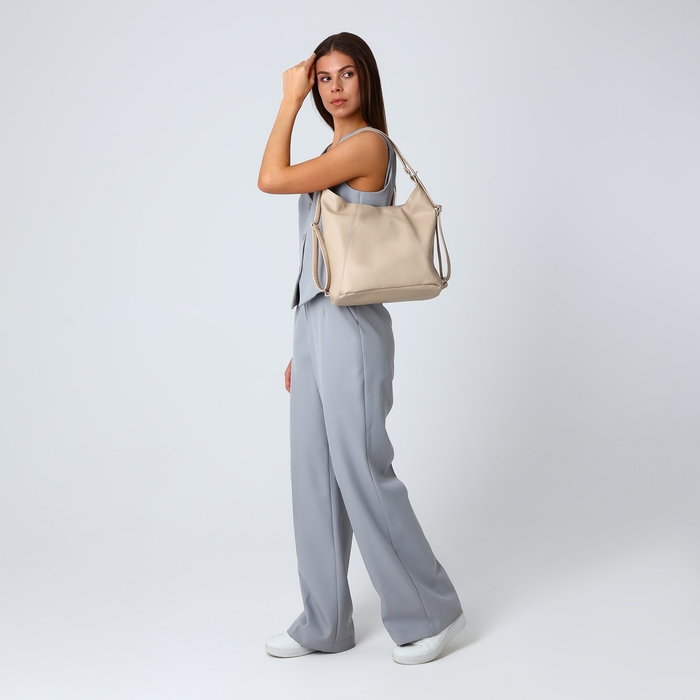 Сумка женская мешок на молнии, цвет бежевый Сумка женская мешок на молнии, цвет бежевый