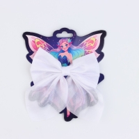 Бант для волос белый школьный «Фея» на заколке,11,3 х 12,6 см Бант для волос белый школьный «Фея» на заколке,11,3 х 12,6 см