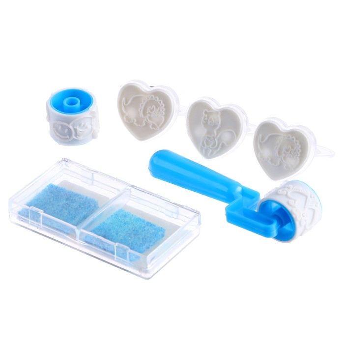 Печать цветная &laquo;Смайл&raquo;, набор 3 шт., ролик-печать с 2 насадками, штемпельная подушка