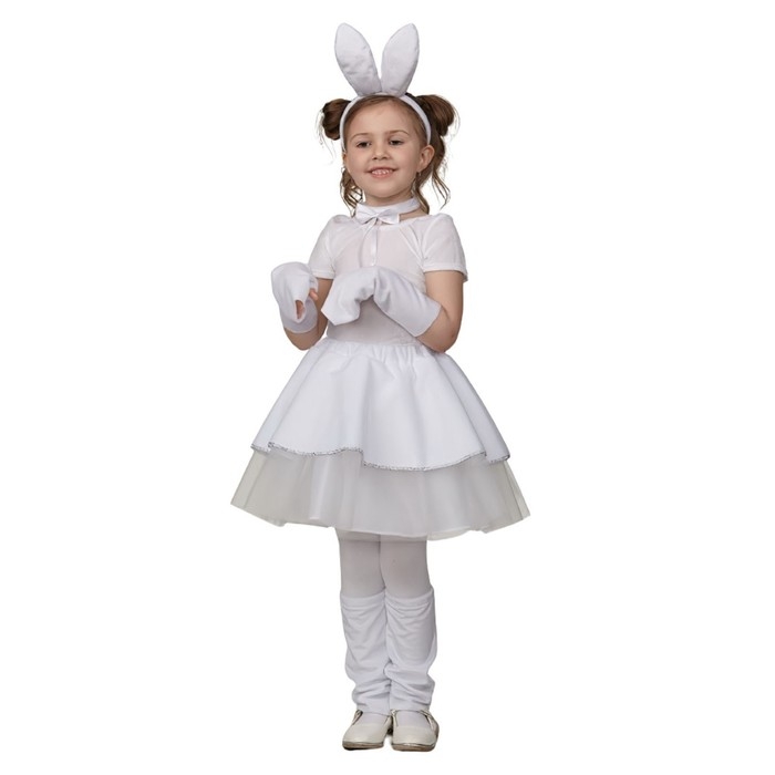 Карнавальный костюм «Зайка Буся», юбка, гетры, перчатки, бантик на шею, ободок, рост 110–134 см Карнавальный костюм «Зайка Буся», юбка, гетры, перчатки, бантик на шею, ободок, рост 110–134 см