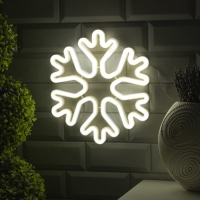 Неоновая вывеска &laquo;Снежинка&raquo; 30 см, батарейки ААх3 (не в комплекте), USB, свечение белое