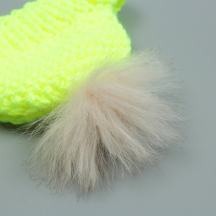 Шапка вязаная для собак, с помпоном, M-L (объем головы 28 см, высота 9 см), микс