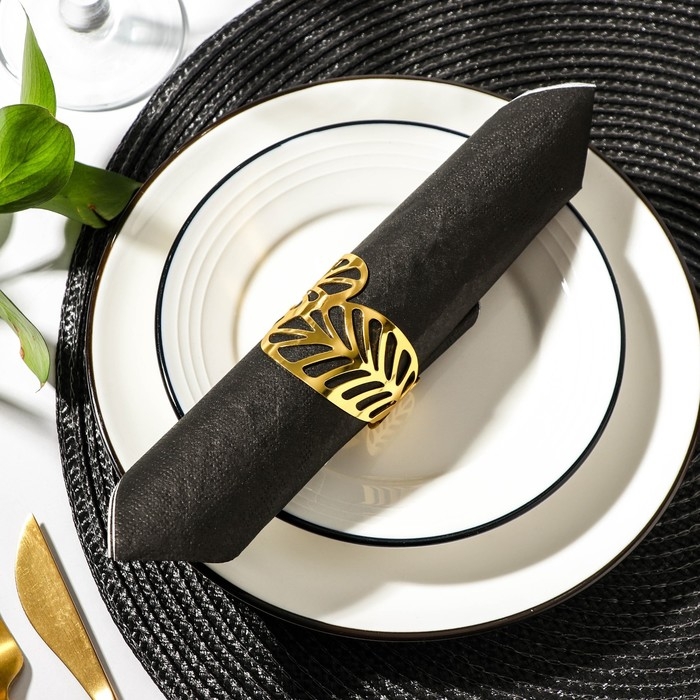 Кольцо для салфетки &laquo;Лист&raquo;, 4,5&times;4,5&times;5 см, цвет золотой