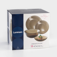 Сервиз столовый стеклянный &laquo;Амбьянте&raquo;, 19 предметов, цвет коричневый