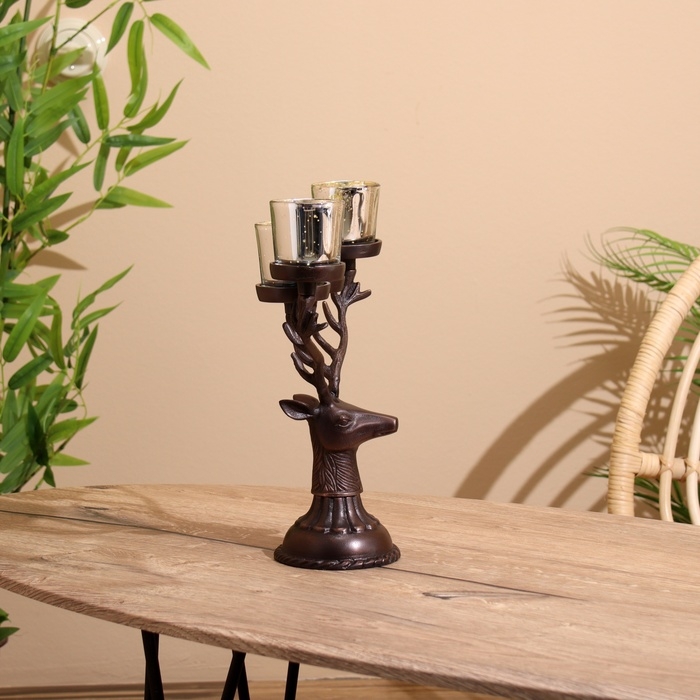 Подсвечник на 4 свечи Подсвечник на 4 свечи "Олень" алюминий 26х13х30 см