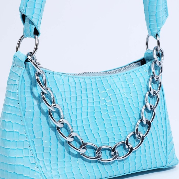 Сумка-багет на молнии, цвет голубой