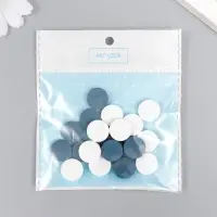 Бусины для творчества дерево "Плоский круг" набор 20 шт белый, серо-синий 0,4х1,5х1,5 см