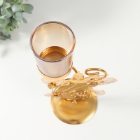 Подсвечник металл, стекло на 1 свечу "Полет колибри" d=4,7 см, золото 15,5х9х27,8 см