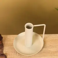 Подсвечник на 1 свечу текстурный с ручкой и блюдцем &laquo;Фисташка&raquo;, 10&times;10&times;9.5 +/- 0.5 см