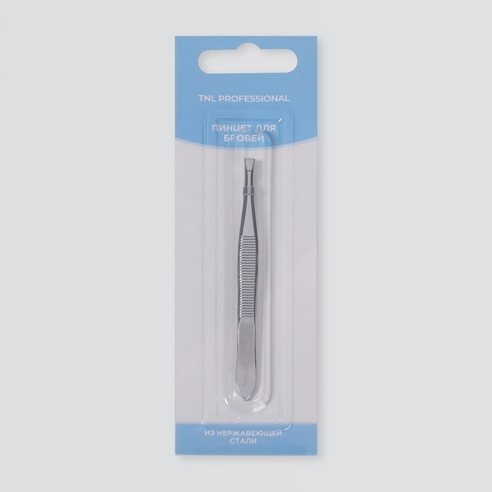 Пинцет прямой/скошенный, узкий, 9 см, на блистере, цвет серебристый