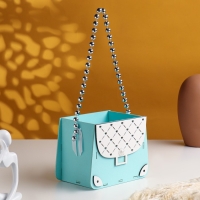 Кашпо деревянное 15,5х10х12 см "Сумочка", тиффани пастель-серебро Кашпо деревянное 15,5х10х12 см "Сумочка", тиффани пастель-серебро