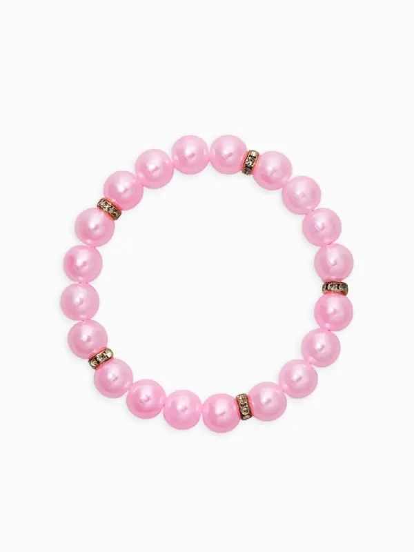 Набор детский &laquo;Выбражулька&raquo; 2 предмета: бусы, браслет, жемчуг стразы, цвет нежно-розовый