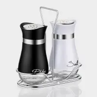 Набор для специй "Сияние.Black/White", 2 шт, на подставке