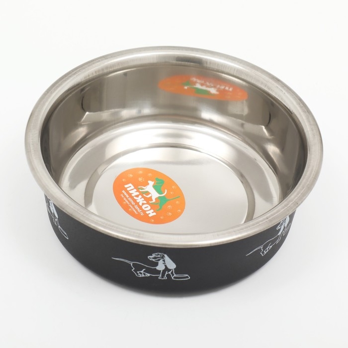 Миска металлическая в пластиковом корпусе "Собачья любовь", 445 мл, черная