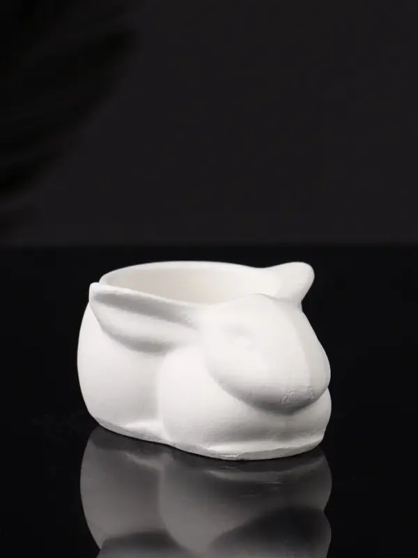 Подсвечник "Заяц" 9х6х4 см, натуральный, гипс