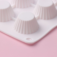 Форма для конфет и шоколада Доляна &laquo;Круг. Риб&raquo;, силикон, 28&times;24,3&times;2 см, 30 ячеек (d=3,3 см), цвет белый