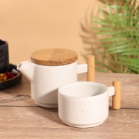 Набор для чаепития &laquo;Атика&raquo; керамический, белый, чайничек + кружка