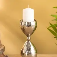 Подсвечник "Песочные часы" алюминий 8,5х19 см, цв. серебро