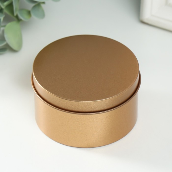 Шкатулка металл под свечу Шкатулка металл под свечу "Круглая. Металлик" золото 7,5х7,5х4,2 см