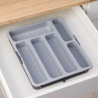 Лоток для столовых приборов, раздвижной, 31&times;35,5&times;5,5 см, 5 отделений, цвет серый