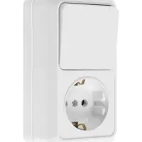 Выключатель с розеткой вертикальный TANGO, 16 А, 1 клавиша + розетка, IP 20, открытой проводки с заз