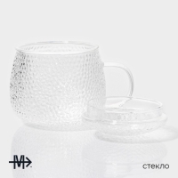 Кружка стеклянная для заваривания Magistro &laquo;Сара&raquo; с крышкой, 360 мл, 12&times;9&times;10,1 см, сито