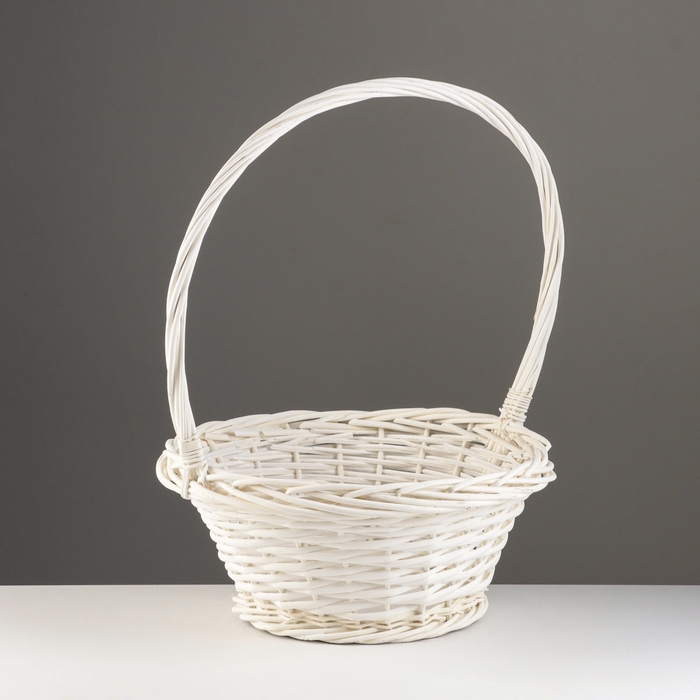 Корзина плетеная, 34х34х16х44 см, белый, ива Корзина плетеная, 34х34х16х44 см, белый, ива