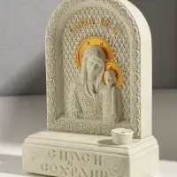 Икона с подставкой под свечу "Божья Матерь" гипс , роспись, 18х13х7 см