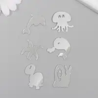 Декор для творчества пластик зеркальный "Подводный мир" набор 6 шт